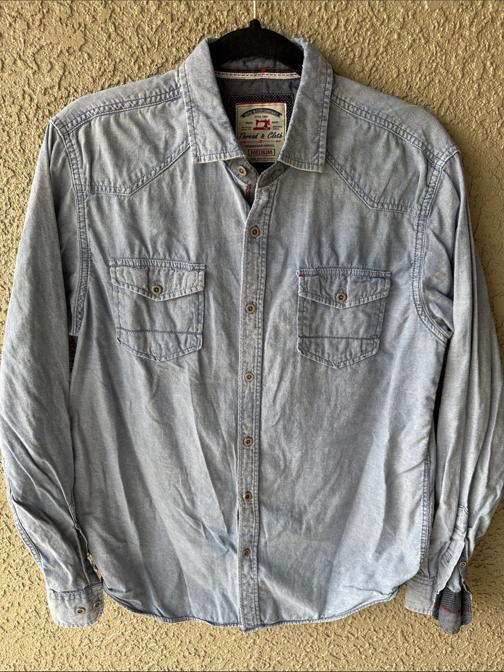Men's Light Blue Denim Button-Down Casual Shirt